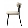 Modern&iacute; bukl&eacute; j&iacute;deln&iacute; židle Edna s b&iacute;l&yacute;m čalouněn&yacute;m sed&aacute;tkem a opěrkou s černou kovovou konstrukc&iacute; 47 cm