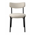 Modern&iacute; bukl&eacute; j&iacute;deln&iacute; židle Edna s b&iacute;l&yacute;m čalouněn&yacute;m sed&aacute;tkem a opěrkou s černou kovovou konstrukc&iacute; 47 cm