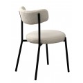 Modern&iacute; bukl&eacute; j&iacute;deln&iacute; židle Edna s b&iacute;l&yacute;m čalouněn&yacute;m sed&aacute;tkem a opěrkou s černou kovovou konstrukc&iacute; 47 cm