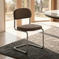 Modern&iacute; konzolov&aacute; j&iacute;deln&iacute; židle Kromo s lesklou chromovou konstrukc&iacute; a tmav&yacute;m hněd&yacute;m žinylkov&yacute;m potahem 48 cm