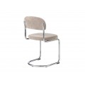 Modern&iacute; chromov&aacute; j&iacute;deln&iacute; židle Kromo s konzolov&yacute;m leskl&yacute;m kovov&yacute;m r&aacute;mem a světl&yacute;m b&eacute;žov&yacute;m žinylkov&yacute;m potahem 48 cm