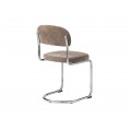 Modern&iacute; retro j&iacute;deln&iacute; židle Kromo s lesklou konzolovou chromovou konstrukc&iacute; a hnědosiv&yacute;m taupe potahem 48 cm