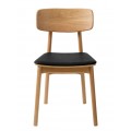 Modern&iacute; designov&aacute; j&iacute;deln&iacute; židle Vimo se světl&yacute;m hněd&yacute;m dubov&yacute;m r&aacute;mem a čern&yacute;m kožen&yacute;m sedadlem 46 cm