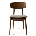 Modern&iacute; masivn&iacute; j&iacute;deln&iacute; židle Vimo s tmavou hnědou dubovou konstrukc&iacute; a b&eacute;žov&yacute;m čalouněn&yacute;m sedadlem 46 cm