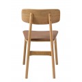Skandin&aacute;vsk&aacute; hněd&aacute; j&iacute;deln&iacute; židle Vimo se světl&yacute;m masivn&iacute;m dubov&yacute;m r&aacute;mem a kožen&yacute;m čalouněn&yacute;m sedadlem 46 cm