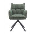 Modern&iacute; otočn&aacute; čalouněn&aacute; j&iacute;deln&iacute; židle Laerke s opěrkami na ruce a &scaron;alvějov&yacute;m zelen&yacute;m žinylkov&yacute;m potahem 59 cm