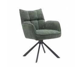 Modern&iacute; otočn&aacute; čalouněn&aacute; j&iacute;deln&iacute; židle Laerke s opěrkami na ruce a &scaron;alvějov&yacute;m zelen&yacute;m žinylkov&yacute;m potahem 59 cm