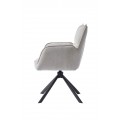 Modern&iacute; otočn&aacute; j&iacute;deln&iacute; židle Laerke s žinylkov&yacute;m potahem ve světl&eacute;m b&eacute;žov&eacute;m odst&iacute;nu s černou kovovou podstavou 59 cm