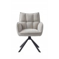 Modern&iacute; otočn&aacute; j&iacute;deln&iacute; židle Laerke s žinylkov&yacute;m potahem ve světl&eacute;m b&eacute;žov&eacute;m odst&iacute;nu s černou kovovou podstavou 59 cm