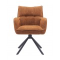 Skandin&aacute;vsk&aacute; otočn&aacute; j&iacute;deln&iacute; židle Laerke s rezavě oranžov&yacute;m žinylkov&yacute;m potahem a černou kovovou podstavou 59 cm