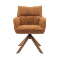 Skandin&aacute;vsk&aacute; otočn&aacute; j&iacute;deln&iacute; židle Laerke s rezavě oranžov&yacute;m žinylkov&yacute;m potahem a hnědou dubovou podstavou 59 cm