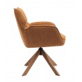 Skandin&aacute;vsk&aacute; otočn&aacute; j&iacute;deln&iacute; židle Laerke s rezavě oranžov&yacute;m žinylkov&yacute;m potahem a hnědou dubovou podstavou 59 cm