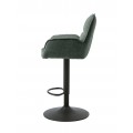 Modern&iacute; v&yacute;&scaron;kově nastaviteln&aacute; barov&aacute; židle Laerke se &scaron;alvějov&yacute;m zelen&yacute;m žinylkov&yacute;m potahem a černou nohou 99-114 cm
