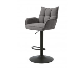 Industri&aacute;ln&iacute; &scaron;ed&aacute; barov&aacute; židle Laerke s žinylkov&yacute;m potahem a opěrkami na ruce s černou v&yacute;&scaron;kově nastavitelnou nohou 99-114