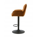 Modern&iacute; v&yacute;&scaron;kově nastaviteln&aacute; barov&aacute; židle Laerke s rezavě oranžov&yacute;m žinylkov&yacute;m potahem a černou kovovou nohou 99-114 cm