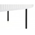 Modern&iacute; ov&aacute;ln&yacute; konferenčn&iacute; stolek Bornholm s &uacute;ložn&yacute;m prostorem s posuvn&yacute;mi dv&iacute;řky v b&iacute;l&eacute; barvě s čern&yacute;mi detaily 120 cm