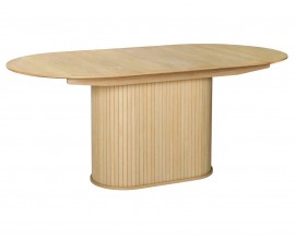 Skandin&aacute;vsk&yacute; rozkl&aacute;dac&iacute; ov&aacute;ln&yacute; j&iacute;deln&iacute; stůl Bornholm s lamelovou nohou ve světl&eacute;m hněd&eacute;m dubov&eacute;m proveden&iacute; 180-230 cm