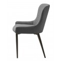 Modern&iacute; bukl&eacute; j&iacute;deln&iacute; židle Shariq s tmav&yacute;m &scaron;ed&yacute;m potahem a čern&yacute;m kovov&yacute;m nohama 82 cm