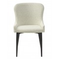 Modern&iacute; čalouněn&aacute; j&iacute;deln&iacute; židle Shariq s potahem z bukl&eacute; l&aacute;tky v b&iacute;l&eacute;m kr&eacute;mov&eacute;m proveden&iacute; s čern&yacute;ma nohama 82 cm