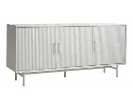 Art deco př&iacute;born&iacute;k Hvidea se třemi dv&iacute;řky s žebrovan&yacute;m reli&eacute;fem s kovov&yacute;mi &uacute;chyty a pěti nohama ve světl&eacute;m &scaron;edo b&eacute;žov&eacute;m proveden&iacute; v odst&iacute;nu greige