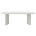 Modern&iacute; obd&eacute;ln&iacute;kov&yacute; j&iacute;deln&iacute; stůl Hvidea se dvěma designov&yacute;mi nohami s žebrovan&yacute;m reli&eacute;fem v b&eacute;žově &scaron;ed&eacute;m odst&iacute;nu greige 200 cm