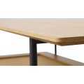 Retro konferenčn&iacute; stolek Malmo s obd&eacute;ln&iacute;kovou deskou v hněd&eacute;m dubov&eacute;m dekoru s ratanovou polic&iacute; a čern&yacute;ma nohama 110 cm