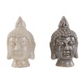 Designová etno dekorace Buddha ve tvaru busty v béžových odstínech s vintage efektem popraskané glazury 20 cm