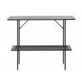 Industri&aacute;ln&iacute; modern&iacute; čern&yacute; konzolov&yacute; stolek Malmo s obd&eacute;ln&iacute;kovou deskou a polic&iacute; s ratanov&yacute;m v&iacute;deňsk&yacute;m v&yacute;pletem 100 cm