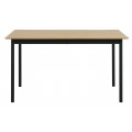 Modern&iacute; obd&eacute;ln&iacute;kov&yacute; j&iacute;deln&iacute; stůl Malmo s deskou ve světl&eacute;m hněd&eacute;m dubov&eacute;m dekoru s čern&yacute;ma kovov&yacute;mi nohami 140 cm
