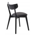 Modern&iacute; masivn&iacute; čern&aacute; j&iacute;deln&iacute; židle Vitro s dubovou konstrukc&iacute; a čalouněn&yacute;m sedadlem kožen&yacute;m potahem 82 cm