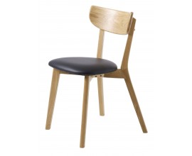 Skandinávská masivní jídelní židle Vitro se světlým hnědým dubovým rámem a černým koženým sedadlem 82 cm