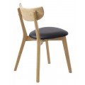 Skandin&aacute;vsk&aacute; masivn&iacute; j&iacute;deln&iacute; židle Vitro se světl&yacute;m hněd&yacute;m dubov&yacute;m r&aacute;mem a čern&yacute;m kožen&yacute;m sedadlem 82 cm