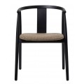 Luxusn&iacute; modern&iacute; j&iacute;deln&iacute; židle Cordel s čern&yacute;m masivn&iacute;m dubov&yacute;m r&aacute;mem a čalouněn&yacute;m sedadlem s hnědo&scaron;ed&eacute; barvě 77 cm