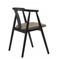 Luxusn&iacute; modern&iacute; j&iacute;deln&iacute; židle Cordel s čern&yacute;m masivn&iacute;m dubov&yacute;m r&aacute;mem a čalouněn&yacute;m sedadlem s hnědo&scaron;ed&eacute; barvě 77 cm