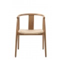 Luxusn&iacute; skandin&aacute;vsk&aacute; j&iacute;deln&iacute; židle Cordel s r&aacute;mem ze světl&eacute;ho hněd&eacute;ho dubov&eacute;ho dřeva s b&eacute;žov&yacute;m v&yacute;pletem sed&aacute;ku 77 cm