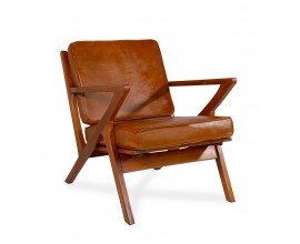 Modern&iacute; kožen&eacute; křeslo Angeluo s odn&iacute;mateln&yacute;mi pol&scaron;t&aacute;ři s potahem z prav&eacute; kůže hněd&aacute; 75 cm