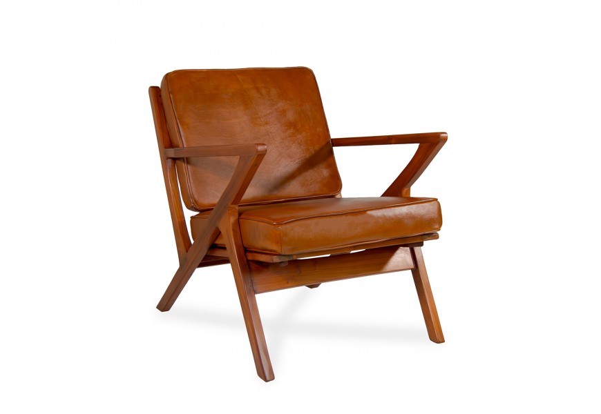 Modern&iacute; kožen&eacute; křeslo Angeluo s odn&iacute;mateln&yacute;mi pol&scaron;t&aacute;ři s potahem z prav&eacute; kůže hněd&aacute; 75 cm