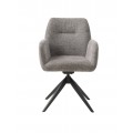 Industri&aacute;ln&iacute; otočn&aacute; j&iacute;deln&iacute; židle Jens s &scaron;ed&yacute;m mel&iacute;rovan&yacute;m potahem a černou kovovou podstavou 88 cm