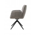 Industri&aacute;ln&iacute; otočn&aacute; j&iacute;deln&iacute; židle Jens s &scaron;ed&yacute;m mel&iacute;rovan&yacute;m potahem a černou kovovou podstavou 88 cm