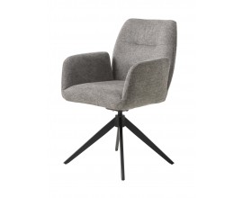Industriální otočná jídelní židle Jens s šedým melírovaným potahem a černou kovovou podstavou 88 cm