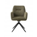 Modern&iacute; olivov&aacute; zelen&aacute; j&iacute;deln&iacute; židle Jens s otočn&yacute;m sed&aacute;tkem s mel&iacute;rovan&yacute;m čalouněn&iacute;m a černou kovovou podstavou 88 cm