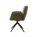 Modern&iacute; olivov&aacute; zelen&aacute; j&iacute;deln&iacute; židle Jens s otočn&yacute;m sed&aacute;tkem s mel&iacute;rovan&yacute;m čalouněn&iacute;m a černou kovovou podstavou 88 cm