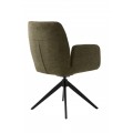 Modern&iacute; olivov&aacute; zelen&aacute; j&iacute;deln&iacute; židle Jens s otočn&yacute;m sed&aacute;tkem s mel&iacute;rovan&yacute;m čalouněn&iacute;m a černou kovovou podstavou 88 cm