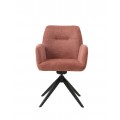 Modern&iacute; otočn&aacute; j&iacute;deln&iacute; židle Jens s opěrkami na ruce s mel&iacute;rovan&yacute;m růžov&yacute;m potahem a černou podstavou 88 cm