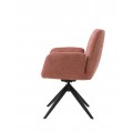 Modern&iacute; otočn&aacute; j&iacute;deln&iacute; židle Jens s opěrkami na ruce s mel&iacute;rovan&yacute;m růžov&yacute;m potahem a černou podstavou 88 cm