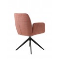 Modern&iacute; otočn&aacute; j&iacute;deln&iacute; židle Jens s opěrkami na ruce s mel&iacute;rovan&yacute;m růžov&yacute;m potahem a černou podstavou 88 cm
