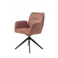 Designová moderní růžová jídelní židle Jens s otočným sedákem s hladce tkaným potahem s melírovaným efektem a pěnovým čalouněním s podstavou z kovu v černé barvě se čtyřmi šikmýma nohama