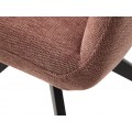 Modern&iacute; otočn&aacute; j&iacute;deln&iacute; židle Jens s opěrkami na ruce s mel&iacute;rovan&yacute;m růžov&yacute;m potahem a černou podstavou 88 cm