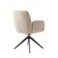 Modern&iacute; j&iacute;deln&iacute; židle Jens s otočnou černou podstavou a čalouněn&yacute;m sed&aacute;tkem v p&iacute;skov&eacute; b&eacute;žov&eacute; barvě 88 cm