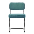 Modern&iacute; konzolov&aacute; j&iacute;deln&iacute; židle Bente s chromovou konstrukc&iacute; a čalouněn&iacute;m s tyrkysov&yacute;m man&scaron;estrov&yacute;m potahem 84 cm
